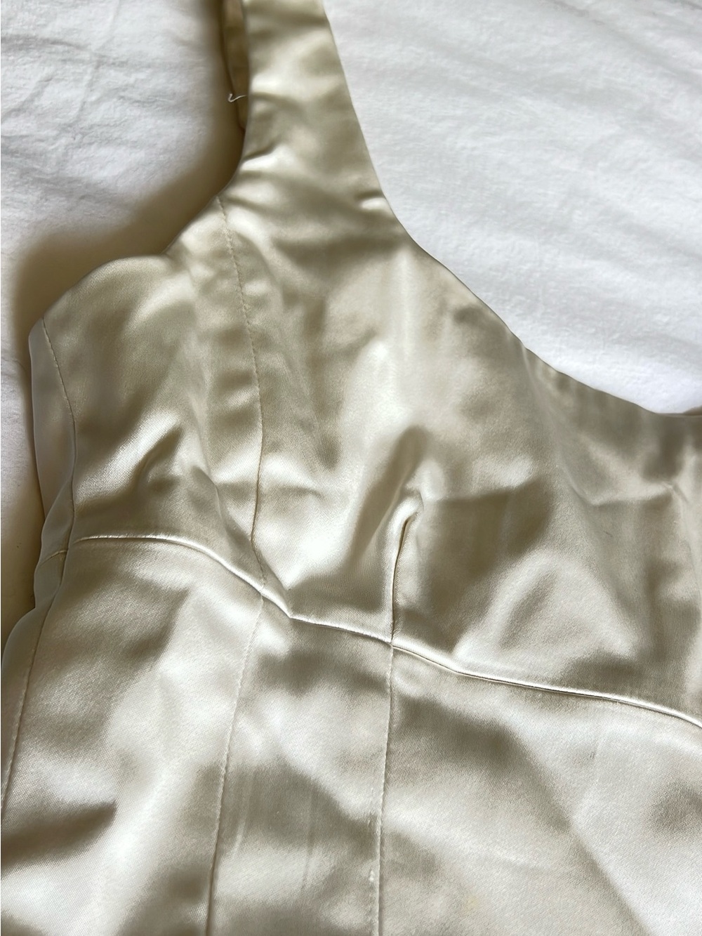 Aritzia TEN Satin Cream Crop Top